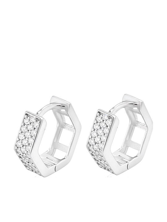 Xryseio Earrings Hoops made of White Gold with Stones