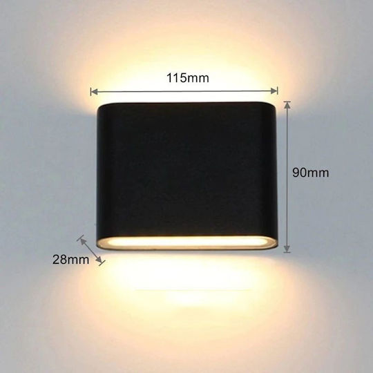 Επιτοίχιο Εξωτερικό Φωτιστικό LED IP65 6W με Ψυχρό Λευκό Φως 11.5x9x3εκ.