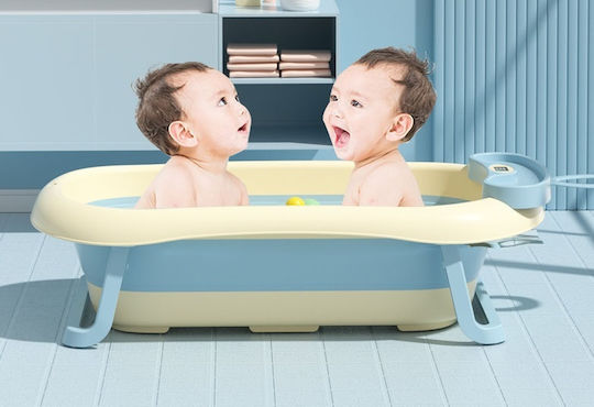 Little Mom Faltbare Babybadewanne mit Thermometer Gelb