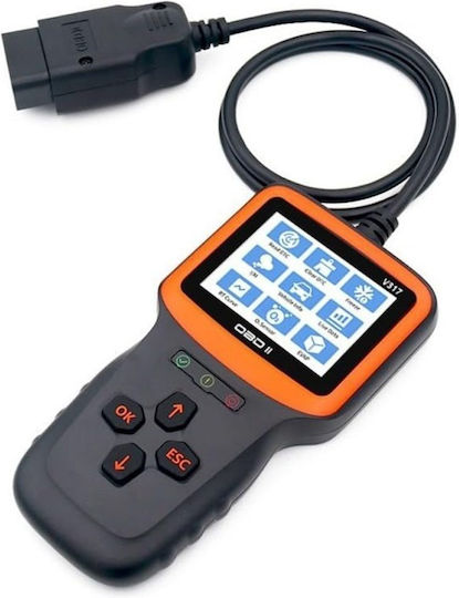 Techstar V317 Auto Scan Diagnostic Tool 2.8 Inch Display Engine Error Code Reading Clearing Can Diagnosis Compatible Obd Ii Eobd Black Orange