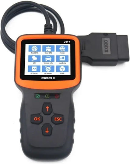 Techstar V317 Auto Scan Diagnostic Tool 2.8 Inch Display Engine Error Code Reading Clearing Can Diagnosis Compatible Obd Ii Eobd Black Orange