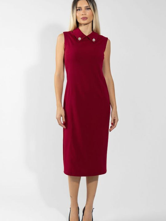 Sommer Midi Hemdkleid Ärmellos Burgundisches