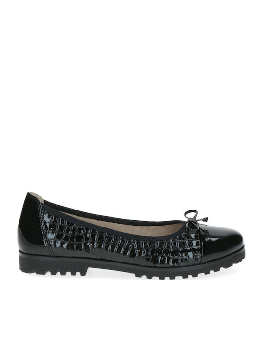 Lederne Damen Ballerinas in Schwarz Farbe