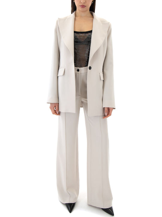 Zoya Femeiesc Tesatura Pantaloni Drept Ecru