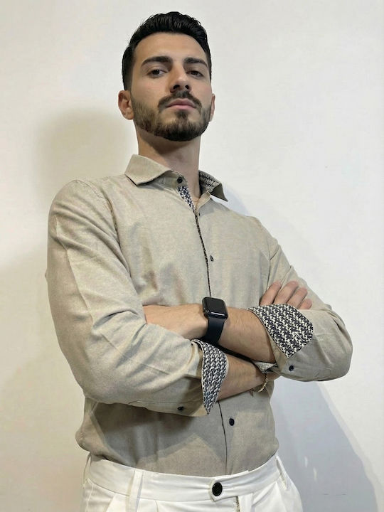 Μακρυμάνικo Πουκάμισο σε Κανονική Γραμμή Μπέζ