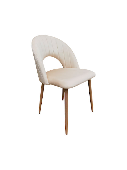 Lovingo Dining Room Velvet Chair Beige 50x47x85.5cm