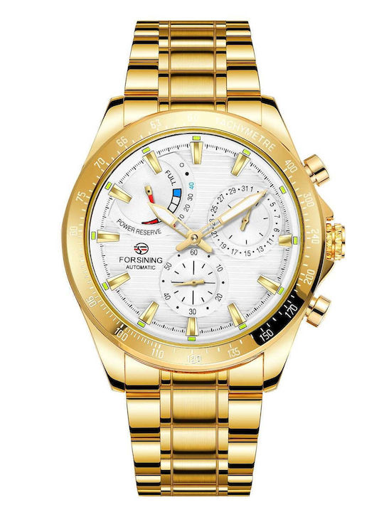 Forsining Мъжки Часовник 42mm Автоматичен със Златиста Метална Гривна Forsining Мъжки Часовник 42mm Автоматичен със Златиста Метална Гривна