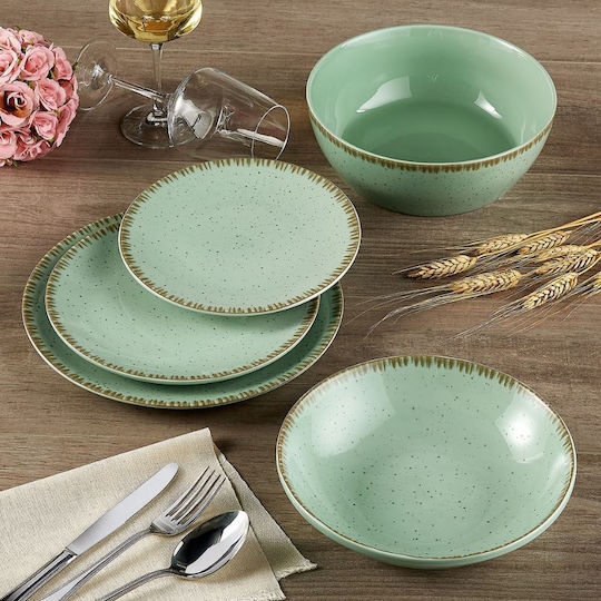 XM-Casa Plate Shallow Oval made of Porcelain Green 36x36cm