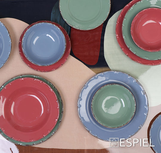 Espiel Liana Plate Soup made of Porcelain Light Blue 23cm 6pcs