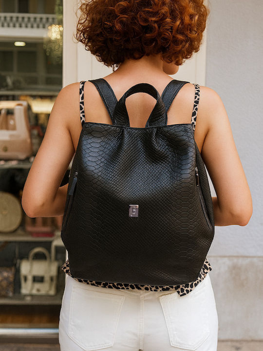 De piele Geantă de damă Rucsac Neagră