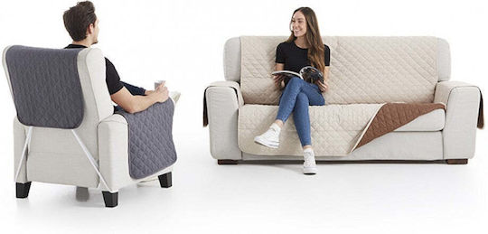 Sofazip Elastische Abdeckung für Dreisitziges Sofa Cappuccino - Ivory 160εκ. 1Stück SZMATCAIV