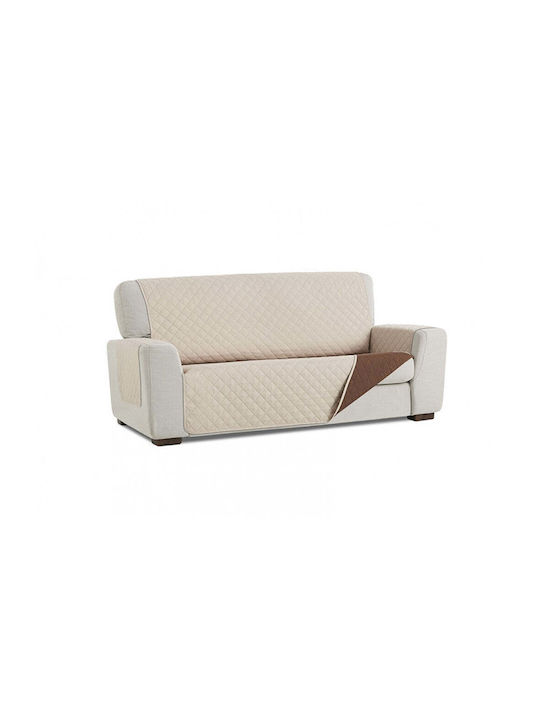 Sofazip Elastische Abdeckung für Dreisitziges Sofa Brown - Beige 160εκ. 1Stück SZMATMABE