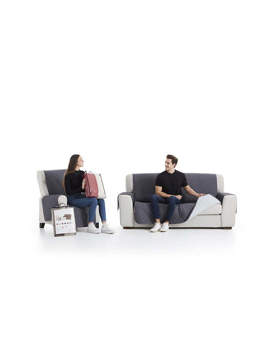 Sofazip Ελαστικό Κάλυμμα Διθέσιου Καναπέ Dark Grey - Light Grey 130εκ.