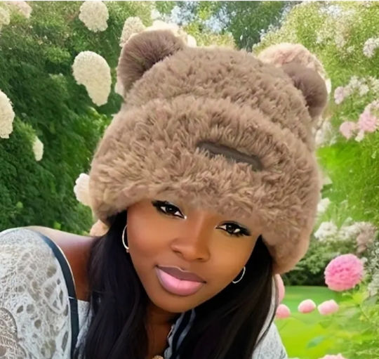 Feminin Earmuff Tricotat în culoarea Maro