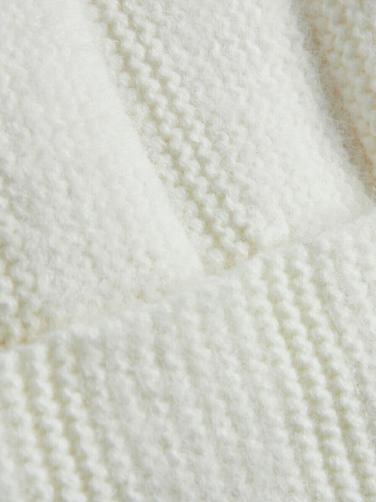 Beanie Γυναικείος Σκούφος Πλεκτός σε Εκρού χρώμα