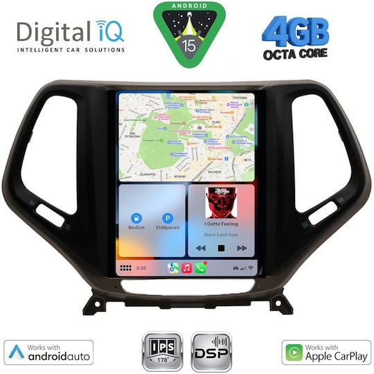 Digital IQ Car Audio System for Jeep Cherokee 2014 with Clima (Bluetooth/USB/AUX/WiFi/GPS/Apple-Carplay/Android-Auto) with Touch Screen 9.7"