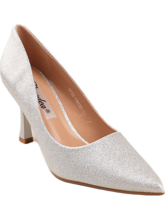 Synthetic Leather Stiletto Silver High Heels