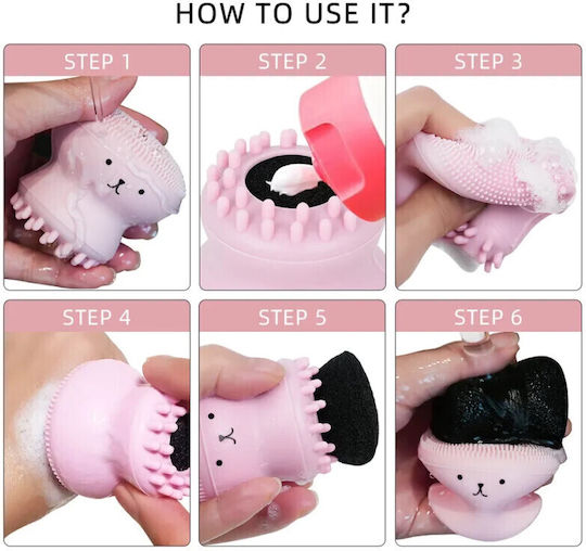 Silicone Facial Cleansing Exfoliating Brush Alhena Gel Reservoir Opens Pores Gently Removes Impurities Octopus Pink