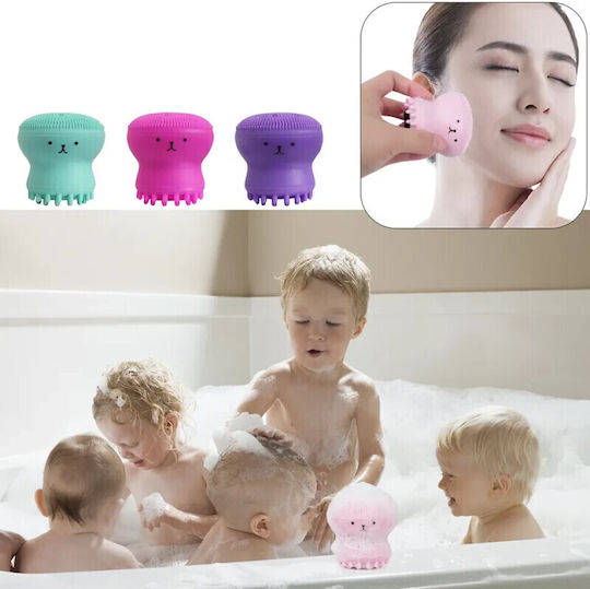 Silicone Facial Cleansing Exfoliating Brush Alhena Gel Reservoir Opens Pores Gently Removes Impurities Octopus Pink
