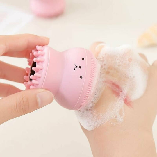 Silicone Facial Cleansing Exfoliating Brush Alhena Gel Reservoir Opens Pores Gently Removes Impurities Octopus Pink