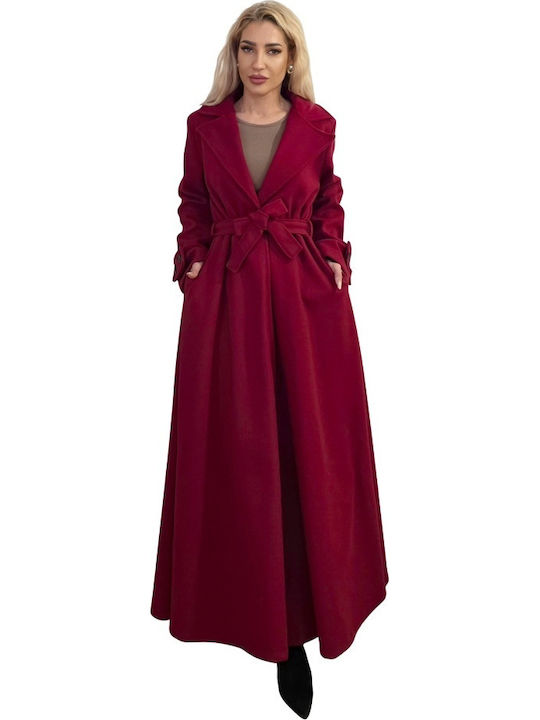 Damen Red Mantel Oversized mit Knöpfen