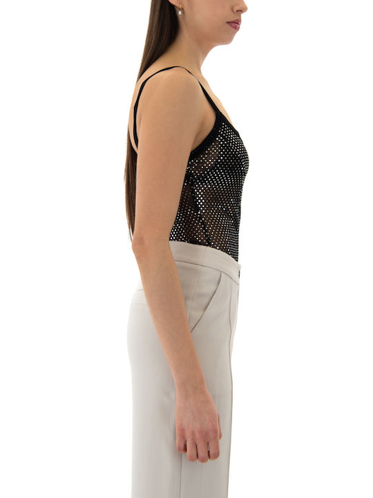 Black N Black See Through Strass Bodysuit Women Silver Black W26b4201-one-color