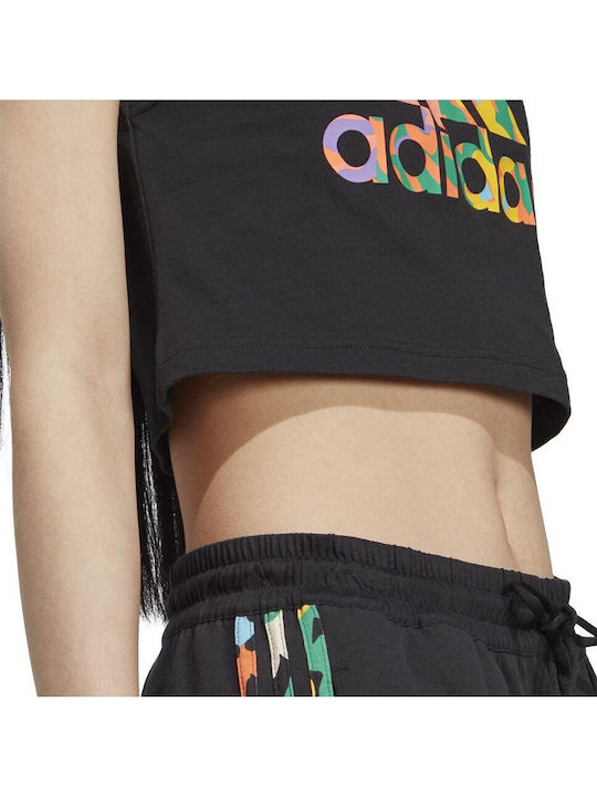 Graphic Women's Summer Crop Top Cotton Sleeveless Black