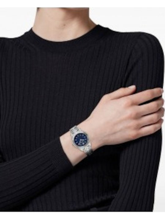 Versace Greca Γυναικείο Ρολόι Μπαταρίας με Ασημί Μεταλλικό Μπρασελέ