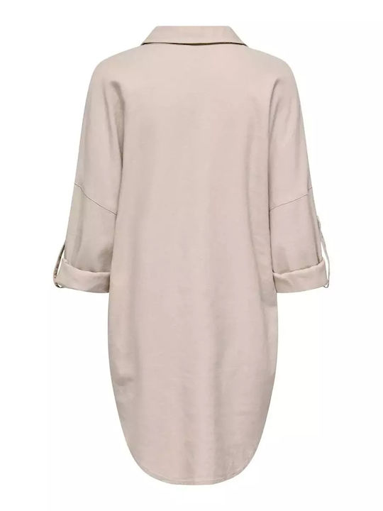 Women's Summer Blouse Linen Long Sleeve Beige