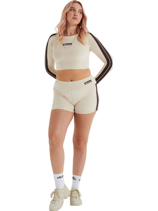 Elimena Γυναικείο Αθλητικό Crop Top Κοντομάνικο Μπεζ