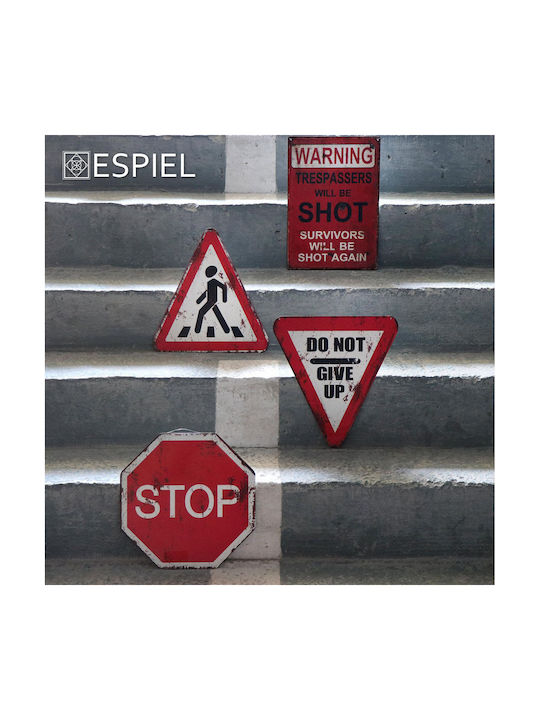 Espiel Handgefertigtes Rotes Metallisches Wanddekoration Schild 30x1x30cm