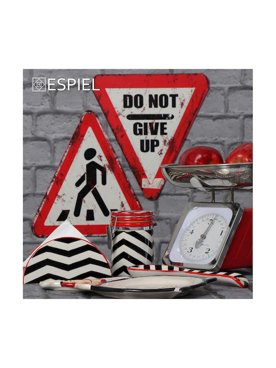 Espiel Handgefertigtes Rotes Metallisches Wanddekoration Schild 30x1x30cm