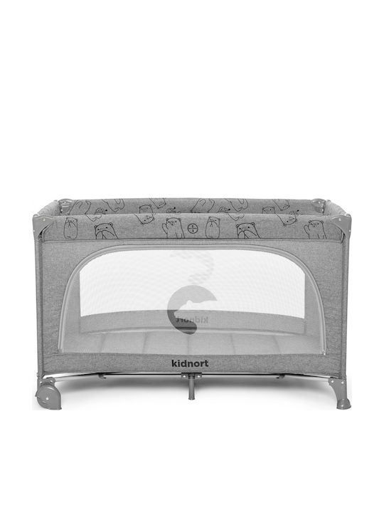 Kidnort Loc de joacă cu Saltea Gri 68x128cm