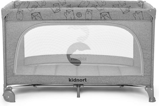 Kidnort Loc de joacă cu Saltea Gri 68x128cm