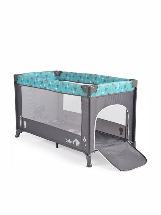 Moni Safari Παρκοκρέβατο με Στρώμα Μπλε 62x125cm