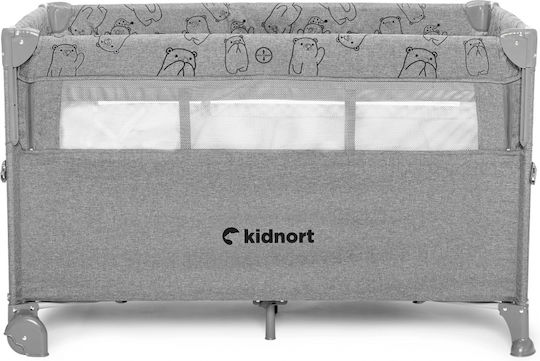 Kidnort Loc de joacă cu Schimbător & Saltea Gri 68x128cm