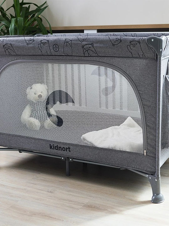 Kidnort Loc de joacă cu Saltea Gri 68x128cm