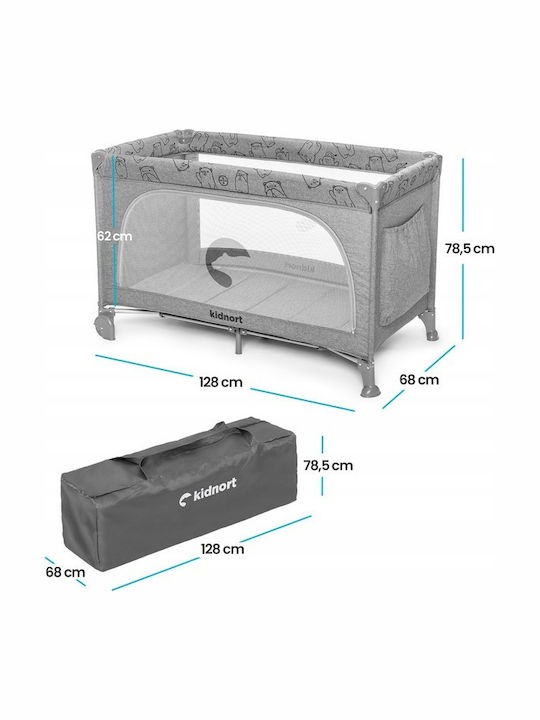 Kidnort Loc de joacă cu Saltea Gri 68x128cm