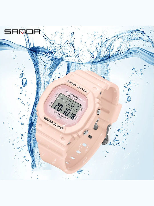 Sanda Kids Digital Watch with Metal Bracelet Pink
