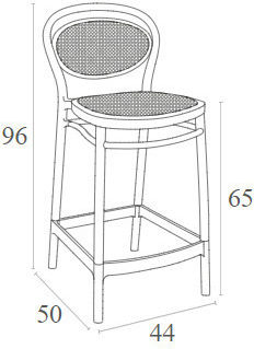 Bar Garden Stool Made of Polypropylene Marcel White 44x50x96cm