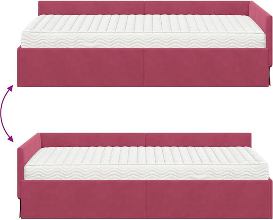 Einzelbett Mit Samt Grüner Samt Mit Lattenrost & Matratze 94x190cm