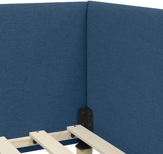 Bett Einzelbett Mit Stoff bezogen Blue mit Latten & Matratze 100x200cm