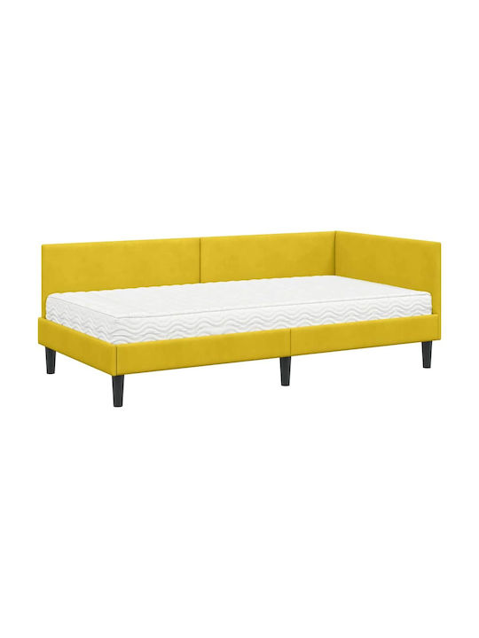 Einzelbett Mit Samt Gelb Mit Lattenrost & Matratze 94x190cm