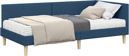 Bett Einzelbett Mit Stoff bezogen Blue mit Latten & Matratze 100x200cm