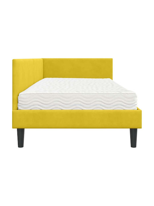 Einzelbett Mit Samt Gelb Mit Lattenrost & Matratze 94x190cm