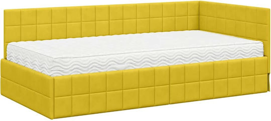 Einzelbett Mit Samt Gelb Mit Lattenrost & Matratze 100x200cm