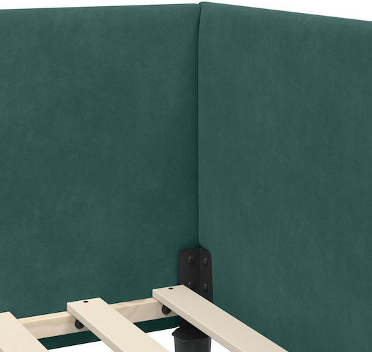 Single Bed Upholstered with Velvet Green Velvet with Slats & Mattress 80x200cm