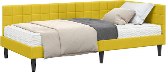Einzelbett Mit Samt Gelb Mit Lattenrost & Matratze 94x190cm