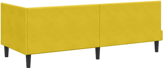 Ein Einzelbett Mit Samt Gelb Mit Lattenrost & Matratze 90x190cm