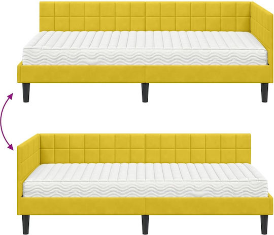 Einzelbett Mit Samt Gelb Mit Lattenrost & Matratze 94x190cm